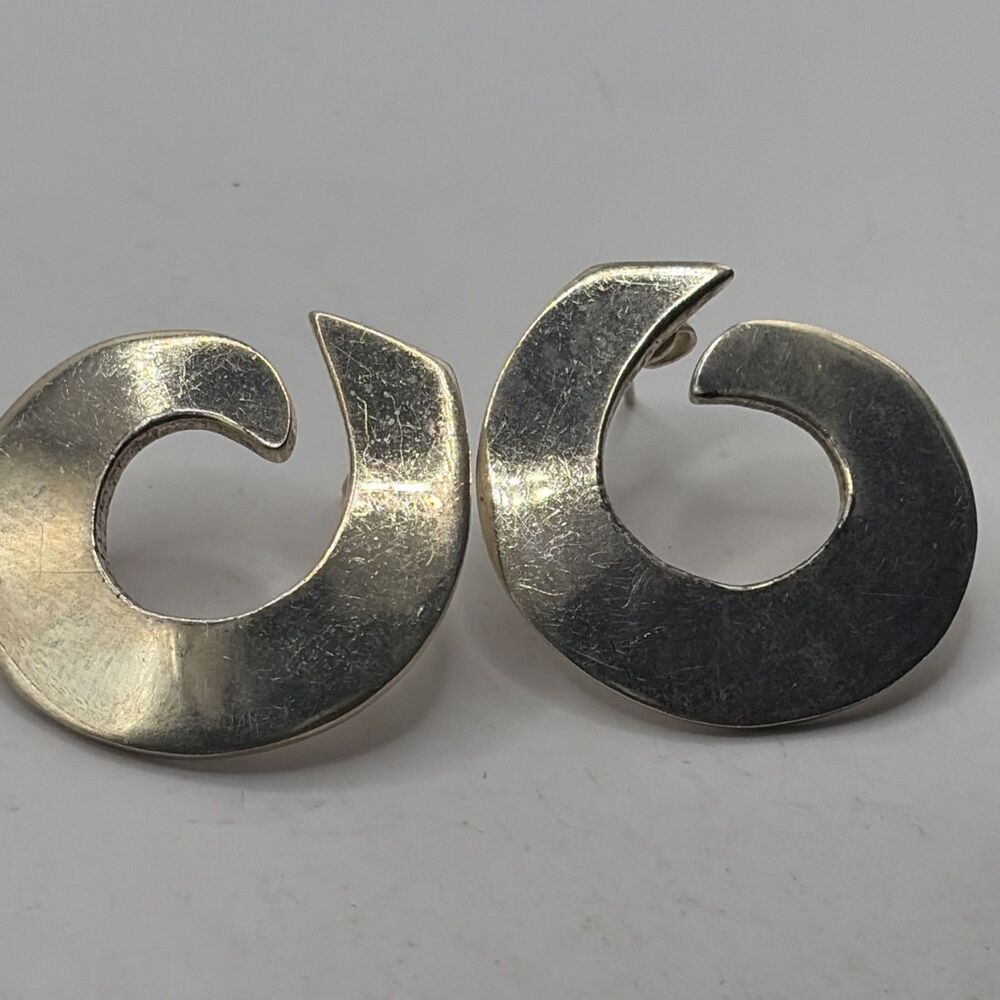 7/8" SWIRLS vintage 925 Sterling Silver post Earrings